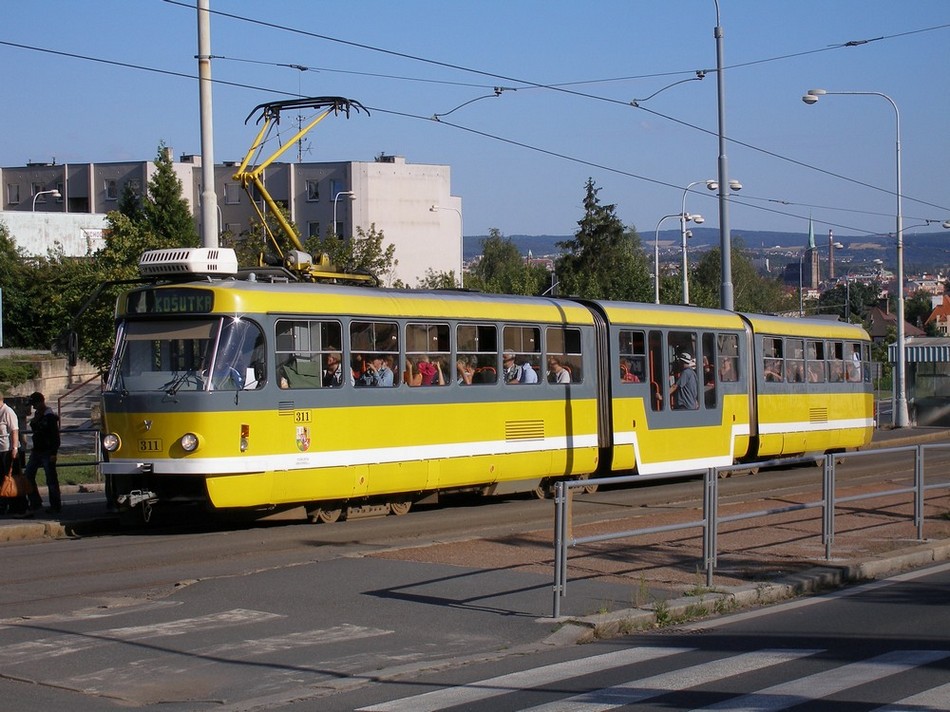 городской трамвай в Пльзене